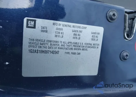 2009 Pontiac G5 z USA, uszkodzony, nr VIN 1G2AS18H097142047